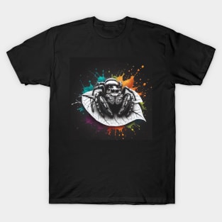 Monochromatic Jumping Spider With Colorful Splash T-Shirt